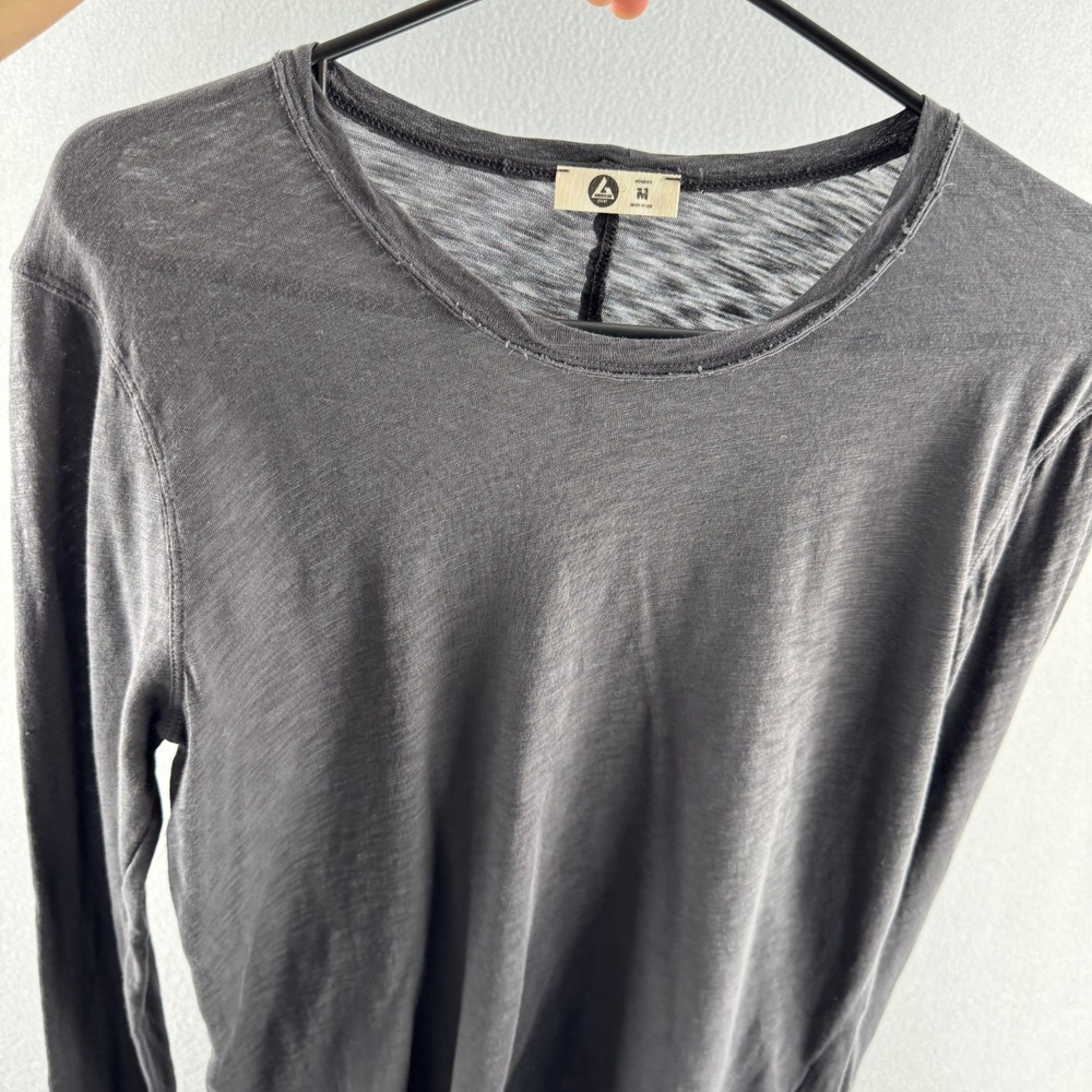 American Giant Shirt Womens Medium Gray Gauzy Cotton Long Sleeve Crew Tee USA - Picture 14 of 15